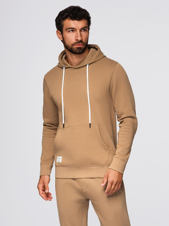 Ombre Clothing Férfi melegítő szett pulóver + regular fit nadrág - teve színű V2 Z120 Ombre Clothing
