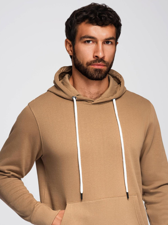Ombre Clothing Férfi melegítő szett pulóver + regular fit nadrág - teve színű V2 Z120 Ombre Clothing