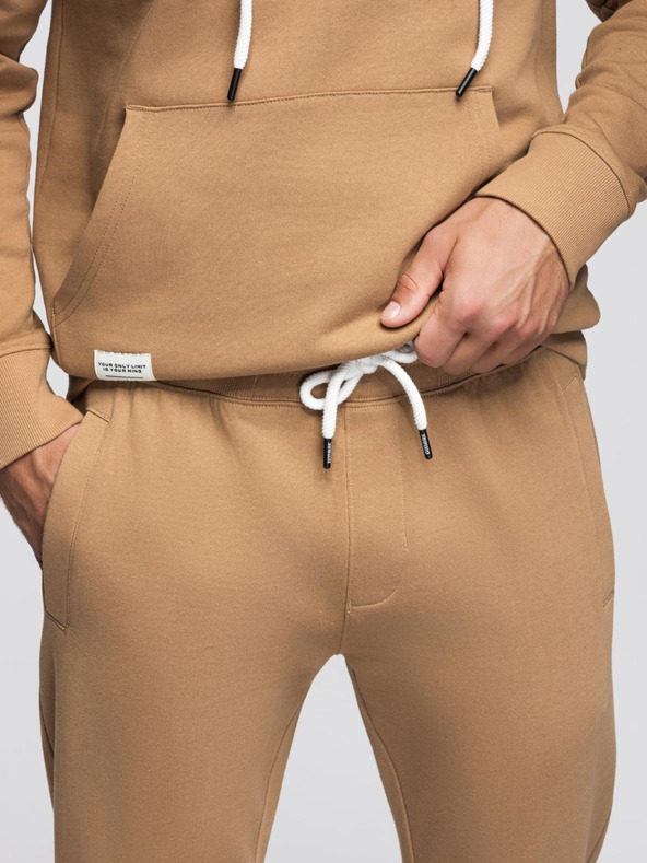 Ombre Clothing Férfi melegítő szett pulóver + regular fit nadrág - teve színű V2 Z120 Ombre Clothing