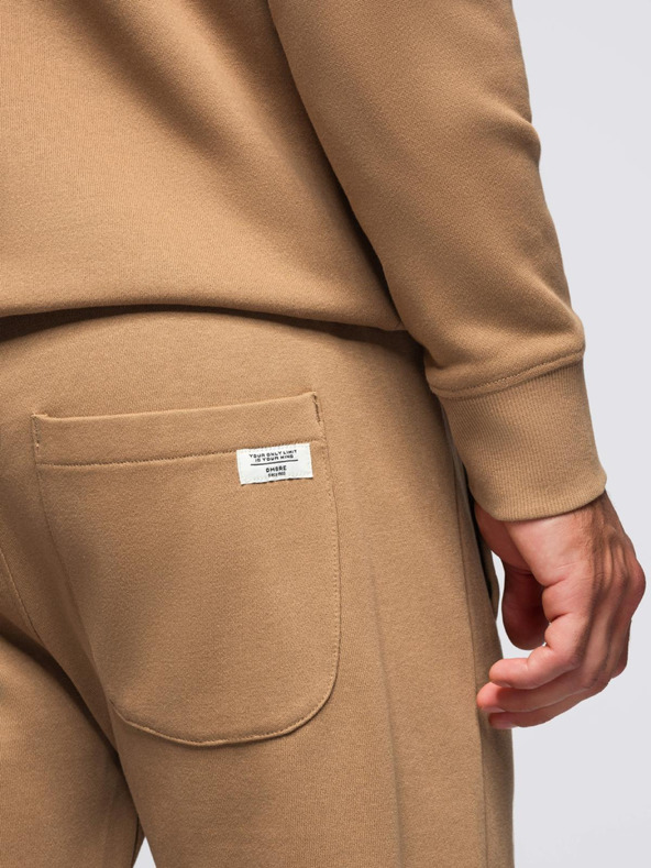 Ombre Clothing Férfi melegítő szett pulóver + regular fit nadrág - teve színű V2 Z120 Ombre Clothing