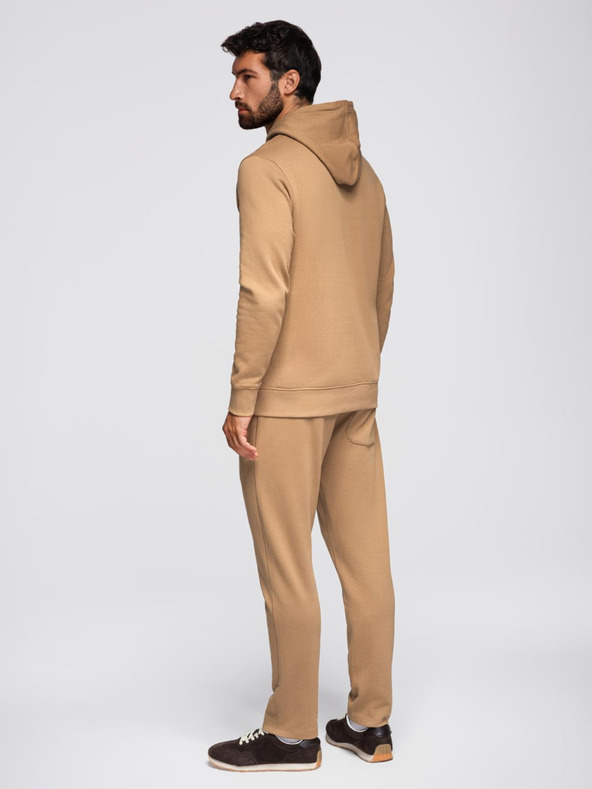 Ombre Clothing Férfi melegítő szett pulóver + regular fit nadrág - teve színű V2 Z120 Ombre Clothing