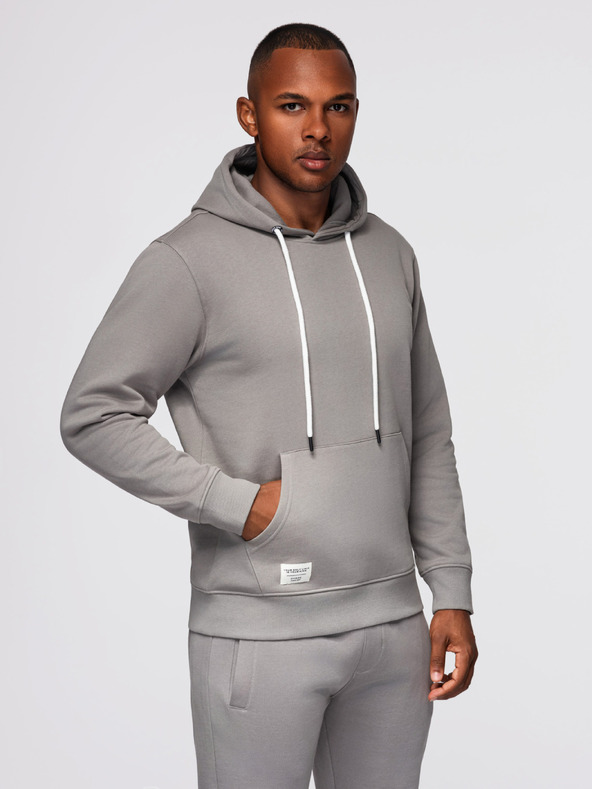 Ombre Clothing Férfi melegítő szett: kapucnis pulóver + regular fit nadrág - szürke V8 Z120 Ombre Clothing