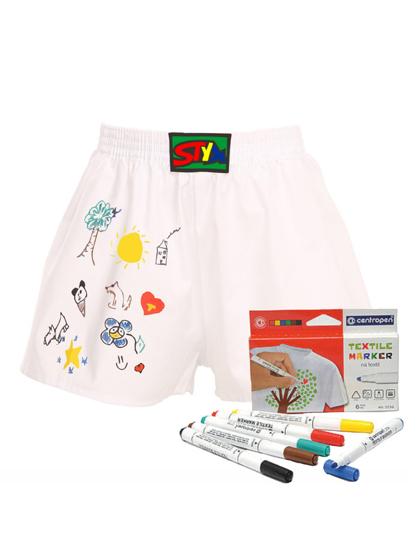 Styx Gyerek boxer Styx klasszikus gumi fehér + textil filc