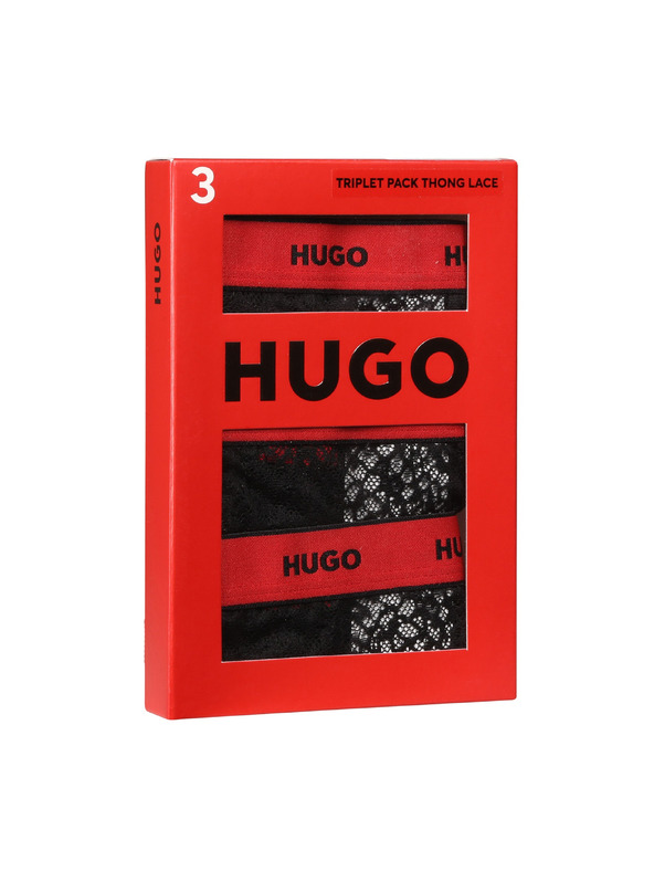 HUGO Háromdarabos csomag - HUGO női tanga fekete