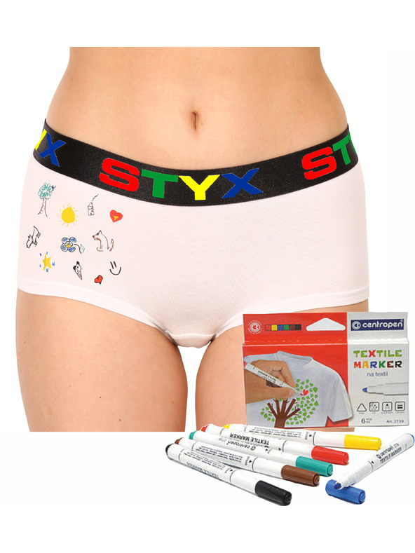 Styx Női alsónadrág Styx lábszárral fehér + textilhez való filctoll