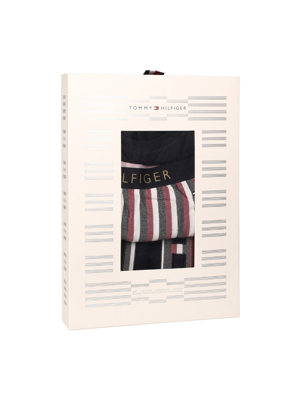 Tommy Hilfiger Férfi pizsamaszett Tommy Hilfiger papucsokkal, többszínű ajándékcsomagolásban