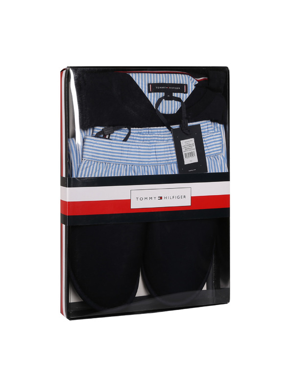 Tommy Hilfiger Férfi pizsamaszett Tommy Hilfiger papucsokkal, többszínű ajándékcsomagolásban