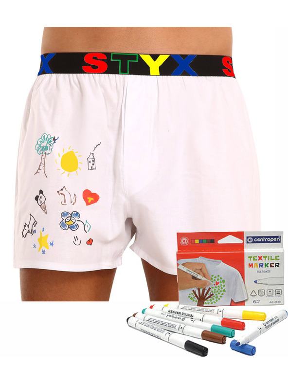 Styx Férfi boxer Styx sportgumi fehér + textil filctollak