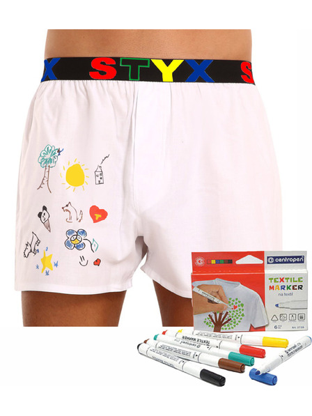 Styx Férfi boxer Styx sportgumi fehér + textil filctollak