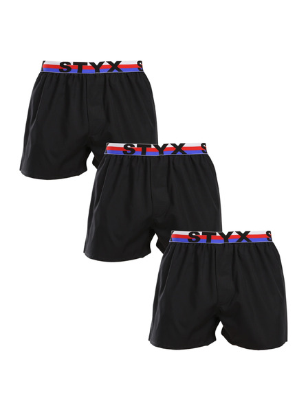 Styx Három darabos készlet - férfi boxer Styx sportgumi fekete trikolór