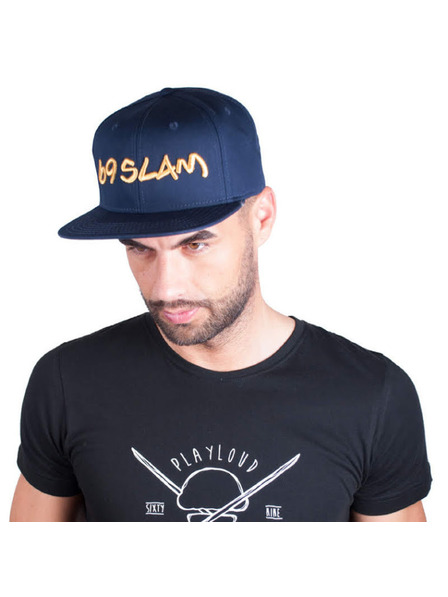 69slam 69SLAM logo - JP sötétkék arany felirattal baseball sapka