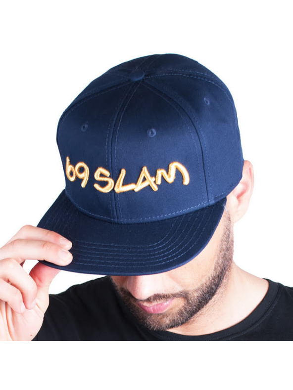 69slam 69SLAM logo - JP sötétkék arany felirattal baseball sapka