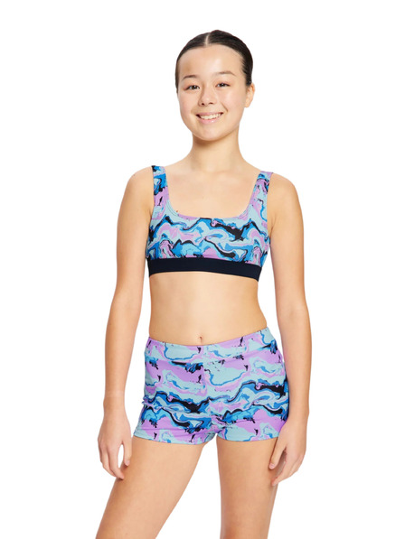 Modibodi Lányka fürdőruha Modibodi Performance Reversible Crop Top Marble Blue felső rész