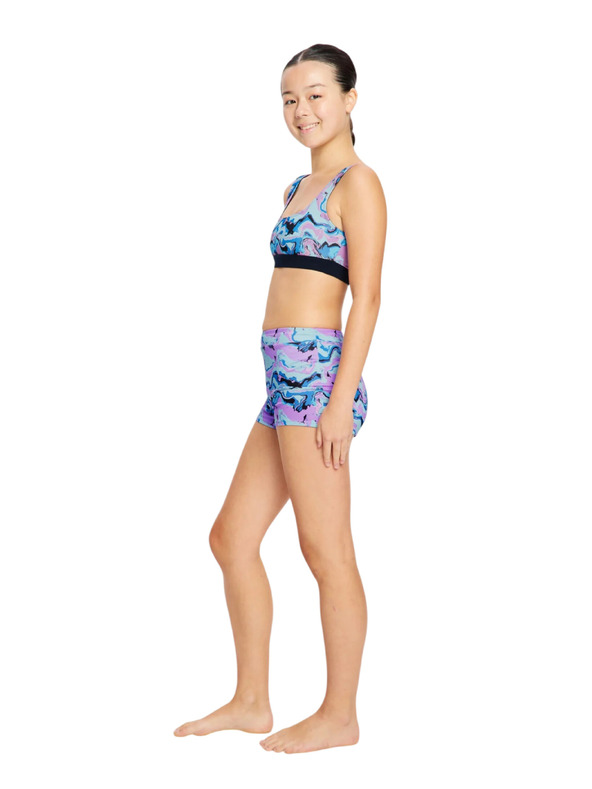 Modibodi Lányka fürdőruha Modibodi Performance Reversible Crop Top Marble Blue felső rész