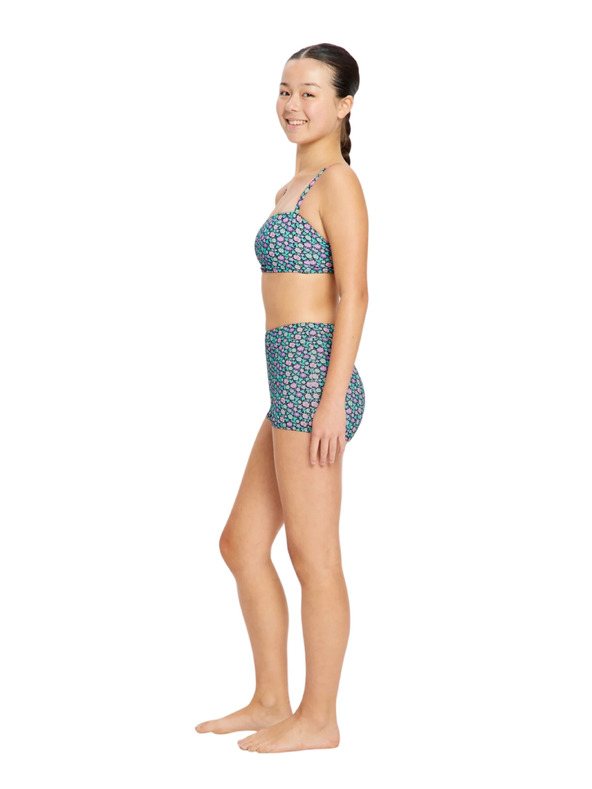 Modibodi Lányka fürdőruha Modibodi Bandeau Strap Crop Top Luna Blossom Black felső rész