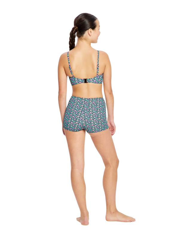 Modibodi Lányka fürdőruha Modibodi Bandeau Strap Crop Top Luna Blossom Black felső rész