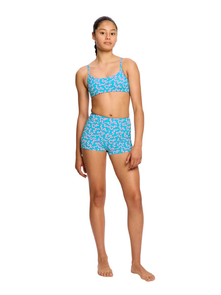 Modibodi Lányi menstruációs fürdőruha Modibodi Performance Hi Waist Short Super Wavy Blue alsó rész