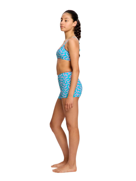 Modibodi Lányi menstruációs fürdőruha Modibodi Performance Hi Waist Short Super Wavy Blue alsó rész