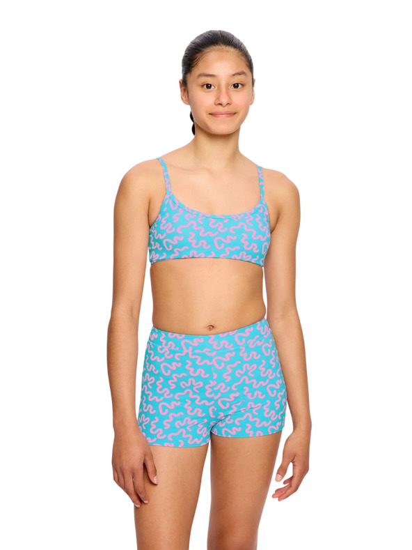 Modibodi Lányi menstruációs fürdőruha Modibodi Performance Hi Waist Short Super Wavy Blue alsó rész