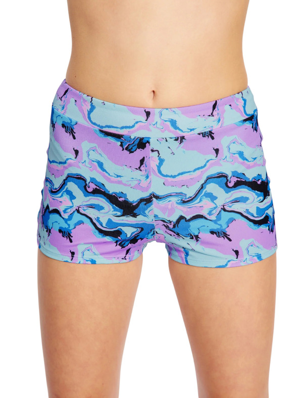 Modibodi Lányi menstruációs fürdőruha Modibodi Performance Hi Waist Short Super Marble Blue alsó rész