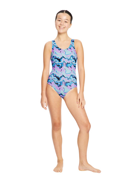 Modibodi Lányi menstruációs fürdőruha Modibodi Performance Racerback One Piece Super Marble Blue egyrészes