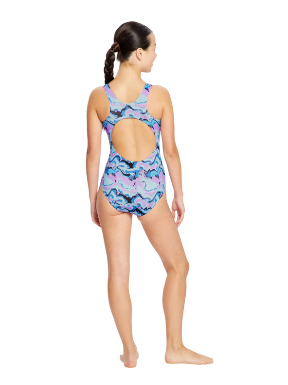 Modibodi Lányi menstruációs fürdőruha Modibodi Performance Racerback One Piece Super Marble Blue egyrészes
