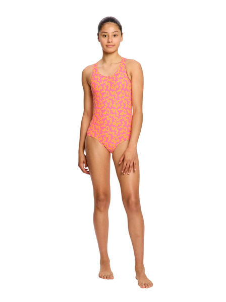 Modibodi Lányi menstruációs fürdőruha Modibodi Racerback One Piece Light Wavy Pink egyrészes