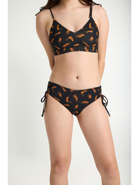 Modibodi Lányi menstruációs fürdőruha Modibodi Teen High Bikini Cheetah Chase Black alsó rész