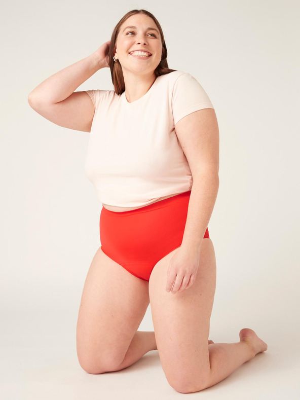 Modibodi Menstruációs alsónadrág Modibodi Seamfree Full Brief Heavy-Overnight Waratah Red