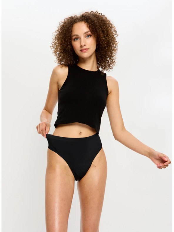 Modibodi Modibodi Modicomfort Seamless Hi Waist Cheeky menstruációs alsónadrág Moderate Black