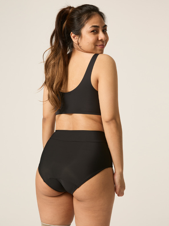 Modibodi Menstruációs fürdőruha Modibodi Hi-Waist Bikini Brief Light-Moderate fekete alsó rész