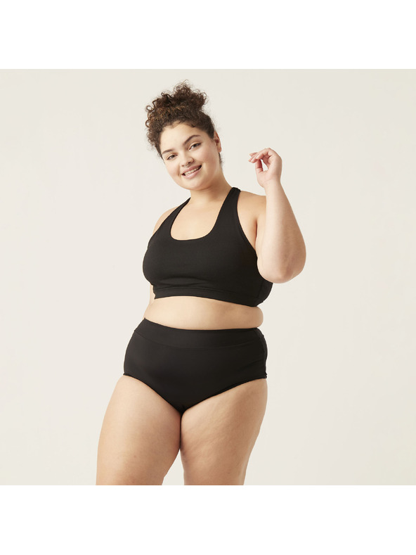 Modibodi Menstruációs fürdőruha Modibodi Hi-Waist Bikini Brief Light-Moderate fekete alsó rész