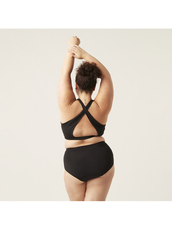 Modibodi Menstruációs fürdőruha Modibodi Hi-Waist Bikini Brief Light-Moderate fekete alsó rész