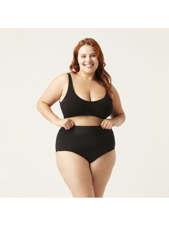 Modibodi Menstruációs fürdőruha Modibodi Hi-Waist Bikini Brief Light-Moderate fekete alsó rész