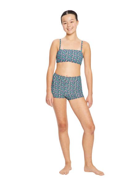 Modibodi Lányi menstruációs fürdőruha Modibodi Hi Waist Short Super Luna Blossom Black alsó rész