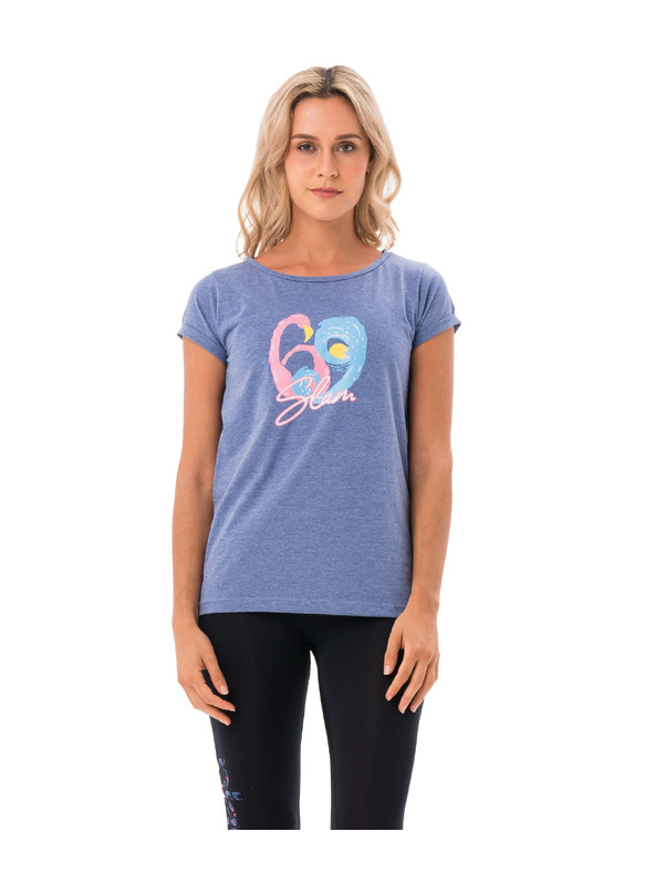 69slam Női póló 69SLAM FLAMINGO WAVE BLUE MELANGE ELISA