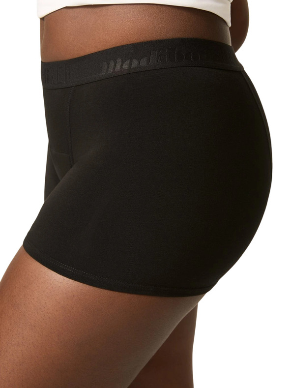 Modibodi Modibodi Teen Hipster Boyshort Super-Overnight Black lánylányi menstruációs fehérnemű
