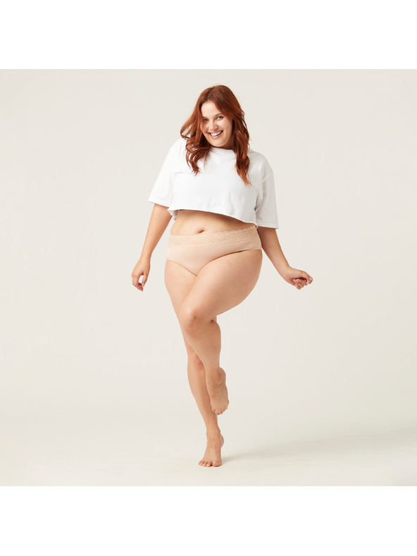 Modibodi Modibodi Sensual Hi-Waist Bikini Light-Moderate Beige menstruációs alsónadrág