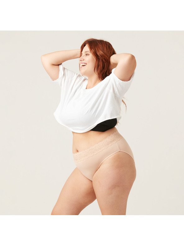 Modibodi Modibodi Sensual Hi-Waist Bikini Light-Moderate Beige menstruációs alsónadrág