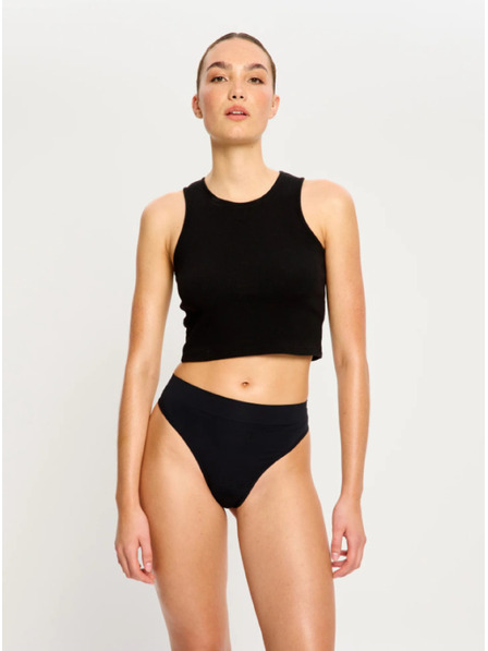 Modibodi Modibodi Modicomfort Seamless Hi Waist Thong Light Black menstruációs tanga
