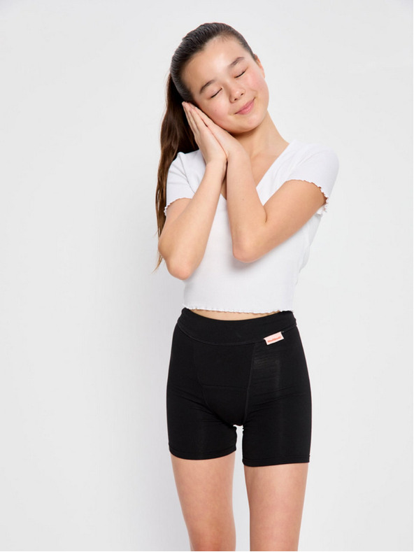 Modibodi Szett kettőből - Modibodi Teen Sleep Short Super Black lány menstruációs alvóalsónadrág