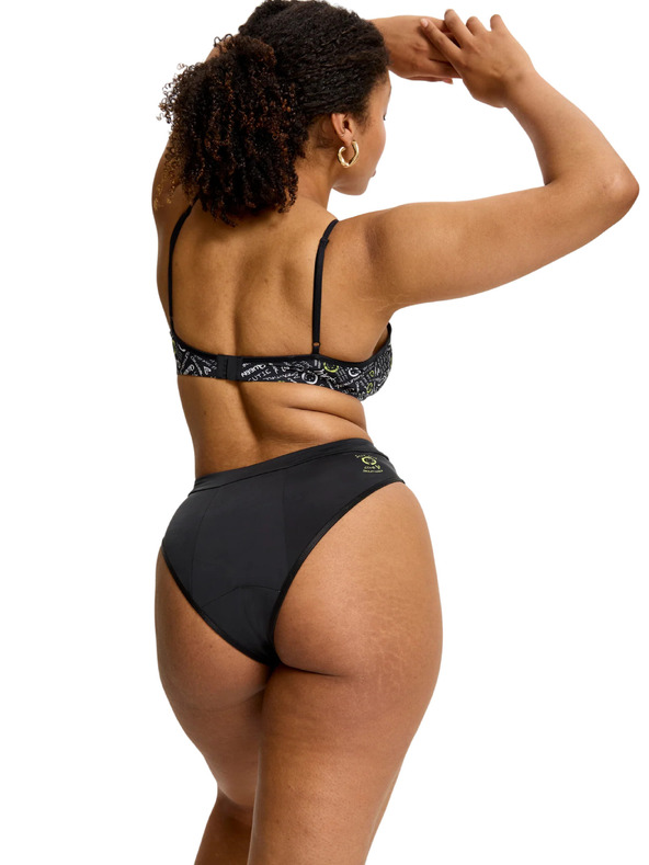 Modibodi Menstruációs alsó Modibodi Smileyworld Hi Waist Brief Super-Overnight Black