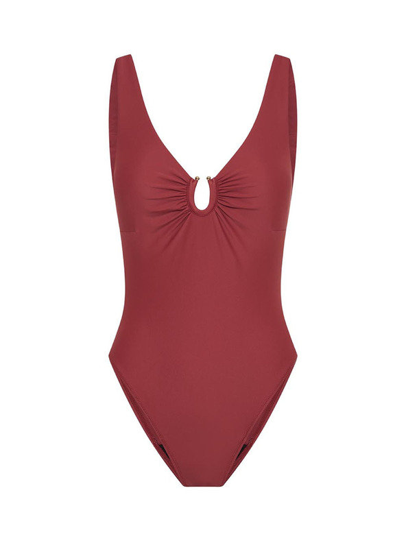 Modibodi Modibodi menstruációs fürdőruha High V Neck One Piece Sahara Red