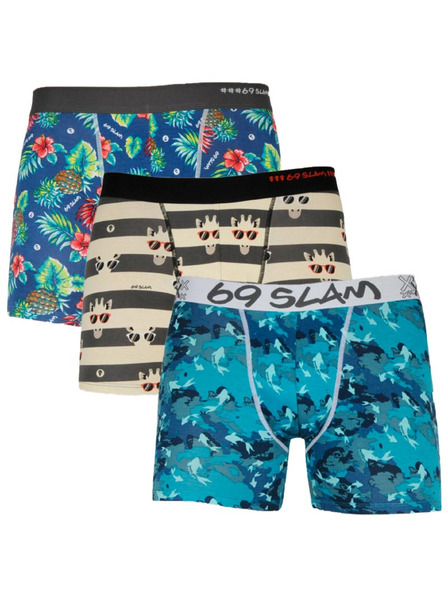 69slam Három darabos szett - férfi boxeralsó 69SLAM fit bamboo mix