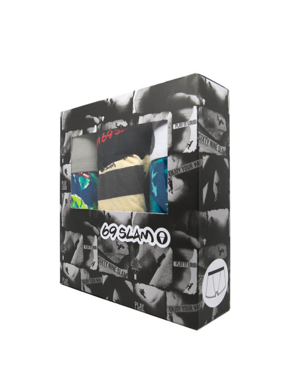 69slam Három darabos szett - férfi boxeralsó 69SLAM fit bamboo mix
