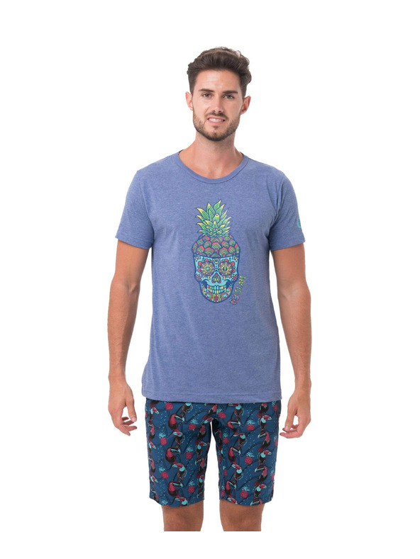 69slam 69SLAM férfi póló PINE SKULL BLUE