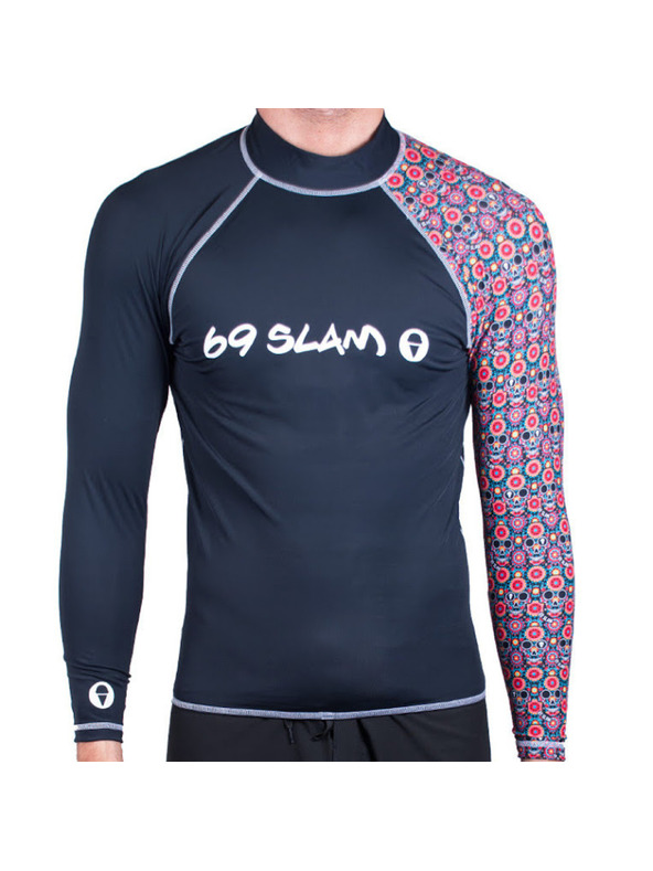 69slam Férfi póló 69SLAM flower skulls long