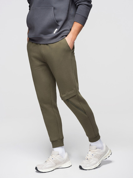 Ombre Clothing Férfi jogging nadrág foltokkal és zipperrel a szegélyen - oliva V3 P1529 Ombre Clothing