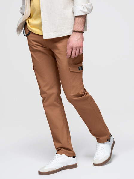 Ombre Clothing Férfi nadrág cargo zsebekkel és szegéllyel - meleg barna V2 P1526 Ombre Clothing