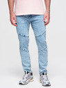 Ombre Clothing Férfi márvány mintás vékony fazonú farmer nadrág térdfoltokkal - kék V1 P1527 Ombre Clothing